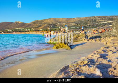 Berühmte Sandstrand von Falasarna im Norden westlich von Chania, Kreta, Griechenland. Stockfoto