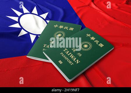 Taiwan-Pass auf der Taiwan-Flagge Stockfoto