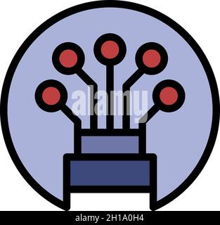 Optisches Kabel in einem Kreissymbol. Umreißen Sie das optische Kabel in einer Kreisvektor-Symbolfarbe, die flach isoliert ist Stock Vektor