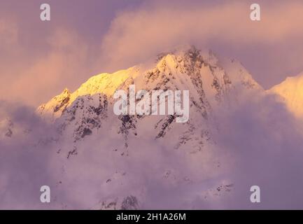 Snowy Mountains, Resurrection Bay, Seward, Alaska. Stockfoto