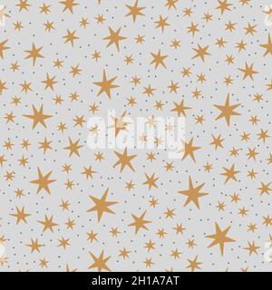 Weihnachten und Neujahr Symbole Stern skandinavischen Hand gezeichnet nahtlose Muster. Vektor-niedliches Muster. Digitalpapier. Designelement Stock Vektor