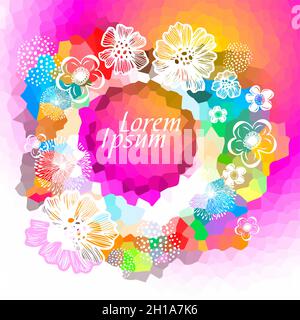 Schöner, mehrfarbiger Rahmen mit Blumenmuster. Vektorgrafik Stock Vektor