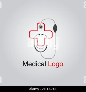 Vorlage für das Design des Vektorlogos im Gesundheitswesen. Medizinisches Logo-Design für Klinik, Krankenhaus und Pharmazie. Stock Vektor