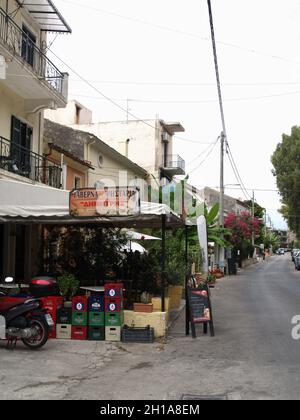 Dimitris Taverna, Bucht Von Garitsa, Korfu, Griechenland Stockfoto