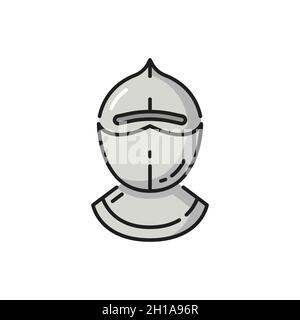 Ritter Portugal Krieger Metall Helm Kopf isoliert. Vector Gladiator Kreuzritter Kopfbedeckung, mittelalterlichen Ritter Kopf, antike Gesicht Schutz Objekt. Spartanisch Stock Vektor