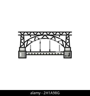 Portugiesische Brücke Porto isoliert Geschichte Wahrzeichen flache Linie Ikone. Vektor Portugal mittelalterliche Architektur, Welterbe Zeichen. Wahrzeichen, traditionelle Hi Stock Vektor