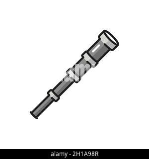 Spyglass-Tool, um Sterne und Planeten zu studieren, Symbol der portugiesischen Seefahrt isoliert flache Linie Symbol. Vektor alte Teleskop-Linse Fernbeobachtungsausrüstung, Scheibe Stock Vektor