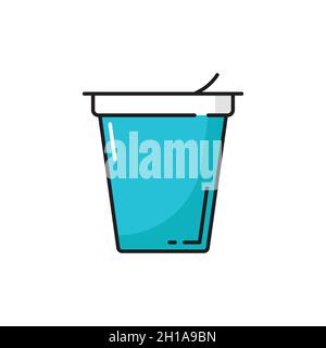 Ernährung yougurt mit Bifidobactria isoliert Lebensmittel Farblinie Symbol. Vektor gesundes Gleichgewicht von Darmbakterien, Probiotika ergänzen. Immun und Digestiv Stock Vektor