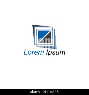 Kreatives Konzept der vierseitigen rechteckigen quadratischen Logo-Vorlage Design Kreatives Konzept quadratische gebogene Logo-Vektordatei Stock Vektor