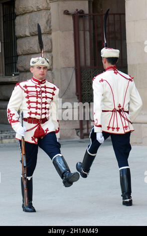 Wachwechsel vor dem Präsidentengebäude, Sofia, Bulgarien. Stockfoto