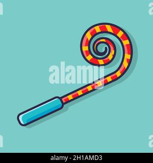 Spiral Party Horn isoliert Cartoon Vektor Illustration in flachem Stil Stock Vektor