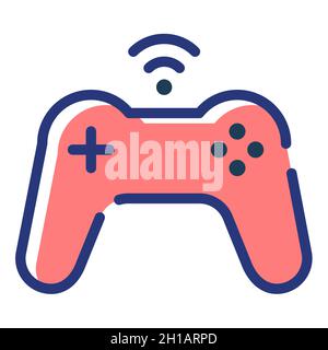 Game Control Wireless Joystick einzelnes isoliertes Symbol mit gestrichelten oder gestrichelten Vektorgrafik Stockfoto