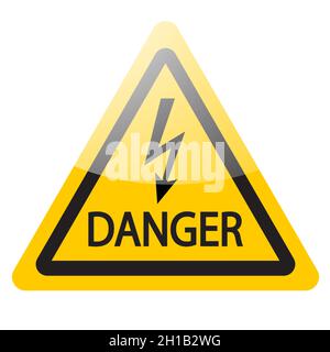 Gelbes Warnschild. Symbol für Blitzerwarnung. Vektorgrafik Stock Vektor