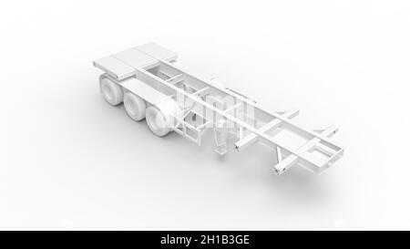 3D-Rendering eines ampty LKW Anhänger semi logistic isoliert auf weißem Hintergrund. Stockfoto