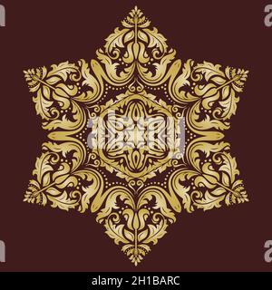 Orientalisches Muster mit Arabesken und floralen Elementen. Traditionelle klassische braune und goldene Ornamente. Vintage-Muster mit Arabesken Stockfoto