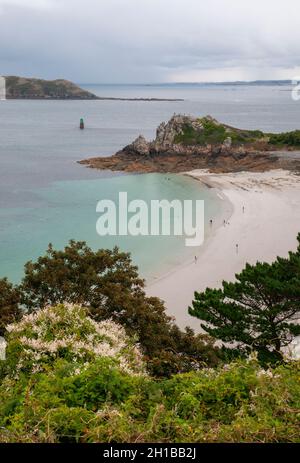 Trestrignel Strand, Perros-Guirec, Côtes d ' Armor (22), Bretagne, Frankreich Stockfoto