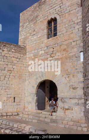 Spanien, Castellon, Peniscola, Templer Schloss Tor Stockfoto