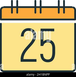 Konzept glückliches neues Jahr, fröhliche weihnachtskalender-Symbol, Cartoon Weihnachten Label Urlaub Winterzeit flache Vektor-Illustration, isolierte Symbol auf weiß. Stock Vektor