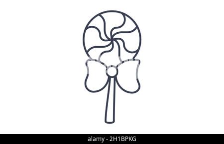 Süßes Lutscher-Zeichen auf weißem Hintergrund, weihnachtliches Bonbon-Lutscher-Symbol im Umrissstil für mobiles Konzept und Webdesign. Stock Vektor