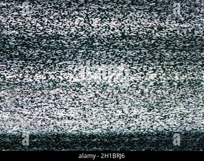 TV ohne Signal. Glitch-Kamera-Effekt. Retro VHS Hintergrund. Alte Videovorlage. Schlechtes TV-Signal. Stockfoto