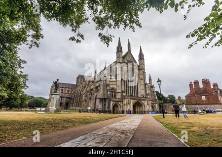 Winchester Cathedral; West Front; Hampshire; Großbritannien Stockfoto