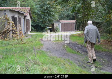 Eichelberg 89 m in Deetz, Brandenburg, Deutschland - 6. Oktober 2021. In der Bronze- und frühen Eisenzeit war auf Eichelberg ein slawischer gord (Burgwall). Stockfoto