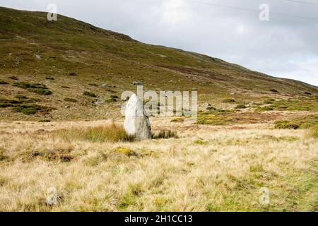 Steinstand bei Bwlch y Ddeufaen, der an der Roman Road von Llanfairfechan zum Conwy Valley Snowdonia North Wales liegt Stockfoto