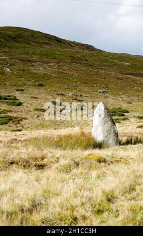 Steinstand bei Bwlch y Ddeufaen, der an der Roman Road von Llanfairfechan zum Conwy Valley Snowdonia North Wales liegt Stockfoto