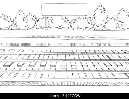 Bahnhofsplattform Grafik Zug Skizze Illustration Vektor Stock Vektor