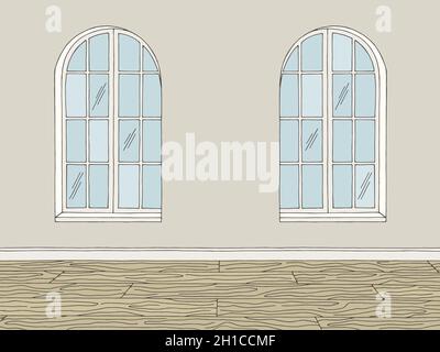 Raum Grafik Farbe leer Haus Innenraum Skizze Illustration Vektor Stock Vektor