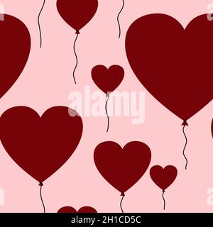 Nahtloses Valentinstagsmuster mit Herz-Ballons auf rosa Hintergrund Stockfoto