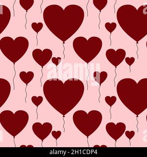 Nahtloses Valentinstagsmuster mit Herz-Ballons auf rosa Hintergrund Stockfoto