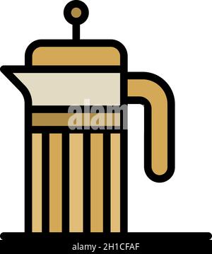 Französisches Drucksymbol. Umriss französisch Druckmaschine Vektor Symbol Farbe flach isoliert Stock Vektor