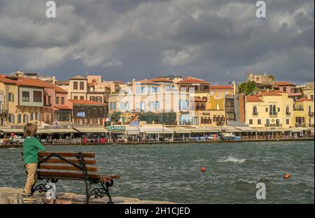 Venezianischer Hafen, Chania, Kreta, Griechenland Stockfoto