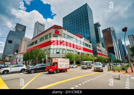 Singapur. Januar 2020. Das Einkaufszentrum Cross Street Exchange befindet sich im belebten Central Business District Stockfoto