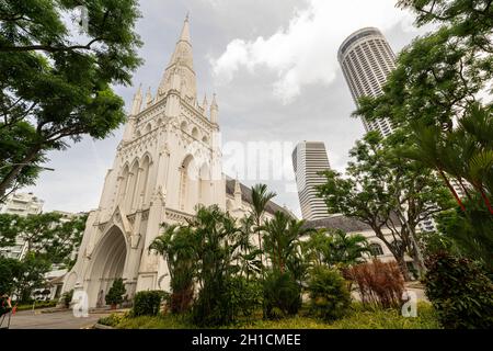 Singapur. Januar 2020. Außenansicht der anglikanischen St. Andrew's Cathedral Stockfoto
