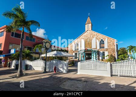 Philipsburg, St. Maarten - 17. Dezember 2018: Philipsburg Methodist Church auf der Insel Sint Maarten - Saint Martin, Niederländische Antillen. Stockfoto