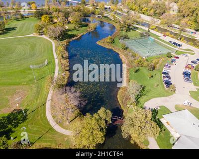 Luftaufnahme von Tenney Park, Madison, Wisconsin, USA. Stockfoto