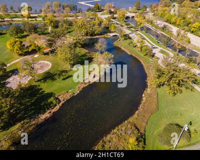 Luftaufnahme des Tenney Park, Madison, Wisconsin, USA. Stockfoto