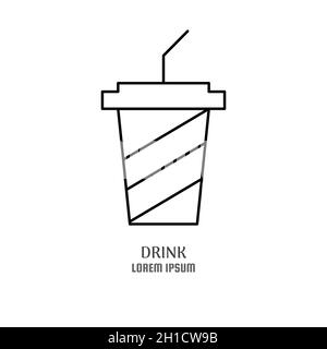 Cinema Food Line Icon-Konzept. Tasse Limonade Stock Vektor