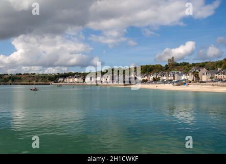 Cancale, Frankreich - 15. September 2018: Cancale, Fischerhafen und die berühmten Austern Produktion Stadt am westlichen Ende der Bucht von Mont Saint-Mic Stockfoto
