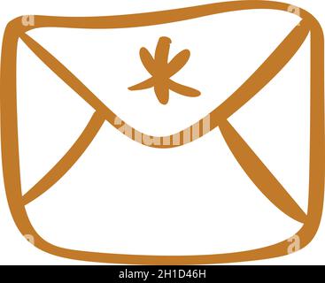 Niedlicher Doodle-Umschlag mit Schneeflocken-Symbol. Handgezeichnete weihnachtsvektor skandinavische Illustration. Winterelemente für Grußkarten, Poster, Aufkleber Stock Vektor