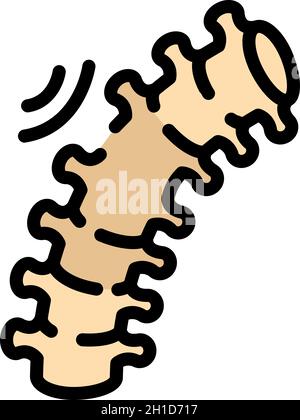 Symbol für Wirbelsäulenschmerzen. Kontur Wirbelsäulenschmerzen Vektor-Symbol Farbe flach isoliert Stock Vektor