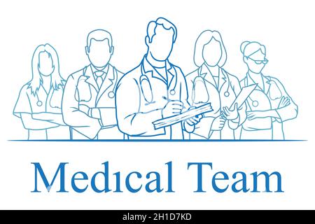 Satz der Krankenschwester. Satz von Arzt, der in einer anderen Pose steht. Arzt mit Stethoskop. Schwesterntag. Gesundheitswesen. Junger Arzt in Uniform. Medizin. Ärzte Stock Vektor