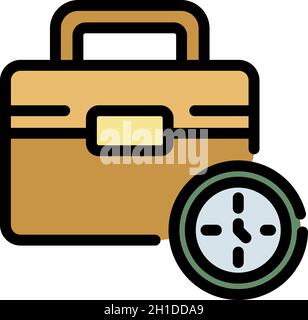 Symbol für die Ledertasche „Job“. Umriss Job Leder Fall Vektor Symbol Farbe flach isoliert Stock Vektor