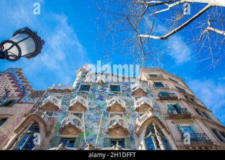 BARCELONA - MÄRZ, 2018: Gaudis entworfene Casa Batllo und Casa Amatller in Barcelona Spanien Stockfoto