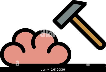 Symbol für das Gehirn des Tiefdruckhammers. Kontur Depression Hammer Gehirn Vektor-Symbol Farbe flach isoliert Stock Vektor