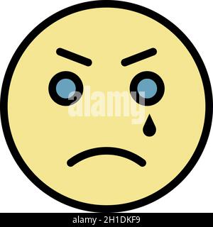 Weinendes Emoji-Symbol. Kontur weinende Emoji Vektor Symbol Farbe flach isoliert Stock Vektor