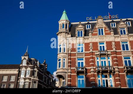 AMSTERDAM, NIEDERLANDE - MÄRZ, 2018: Das Luxushotel De L'Europe Amsterdam Stockfoto