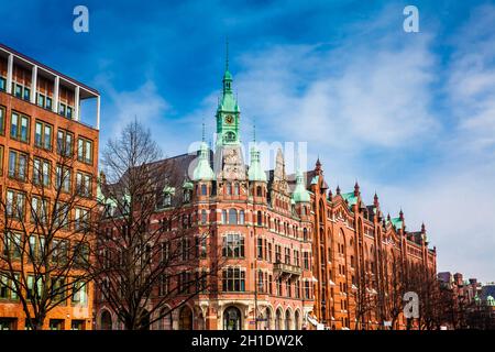 Schöne antike Gebäude in Hamburg City Stockfoto